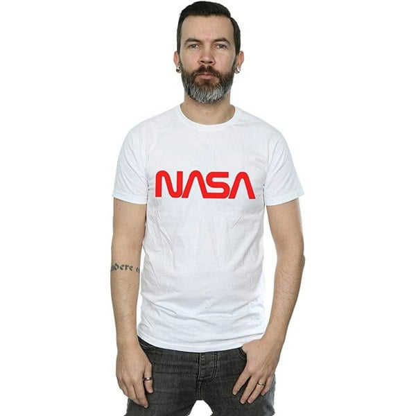 NASA Mens Modern Logo Cotton T-Shirt - White