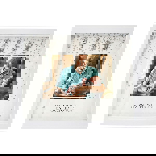 Modern Grandson 4x6 White Picture Frame with Silver Foil Falling Dots Image 3