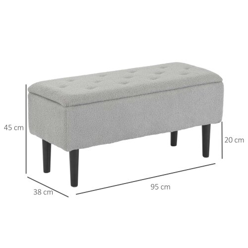 Wyld Haus Vemovi Fabric Grey Storage Ottoman Bench With Wooden Legs 57 Litre