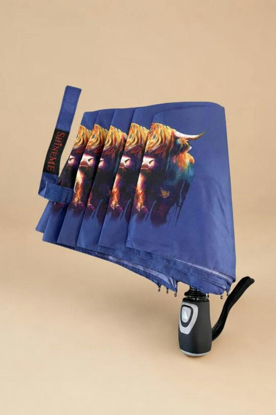 SVNX Highland Cow Umbrella in Blue