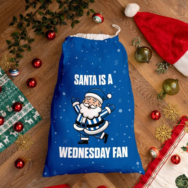 BritishmadeGifts Santa is a Wednesday Fan - Football Fan Santa Sack