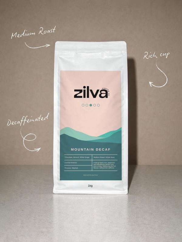 Zilva Mountain Decaf Coffee Beans - Medium Roast - 1Kg