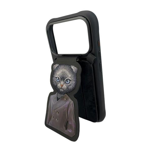 Nimmy Friends Nimmy Black Cat Magnetic Combo Case with Detachable MagSafe Card Holder Stand for iPhone 17 Pro Max 6.9" Black