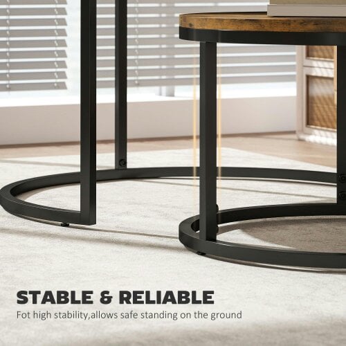 Wyld Haus Kefa Dimi Set Of 2 Wooden Rustic Brown Wood Effect Nesting Tables