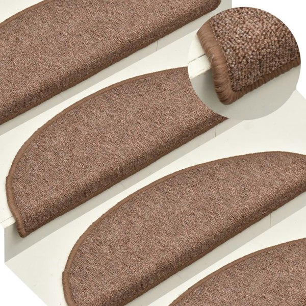 Berkfield Carpet Stair Treads 15 pcs Brown 65x24x4 cm