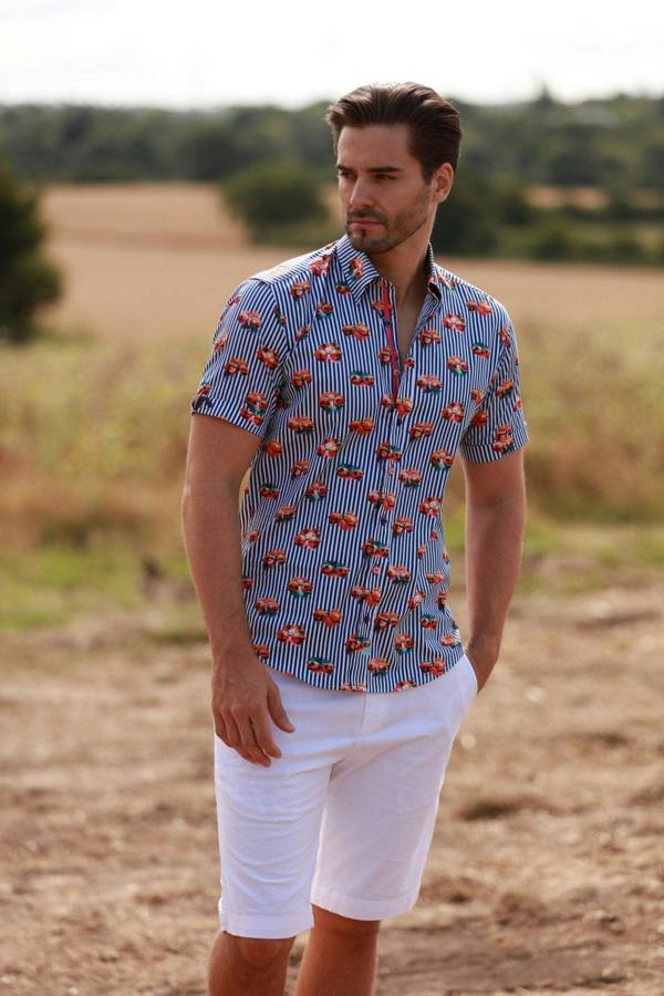 TROPICAL VISIONS STRIPE SHORT SLEEVE SHIRT – Premium Men's Patterned Shirt by Claudio Lugli | Bold Design, Tailored Fit, Best Printed Shirts
