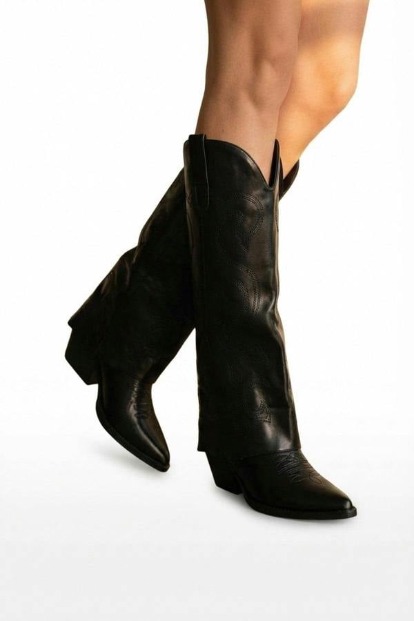 Ivy Womens Embroidered Western Cowboy Boots - Black