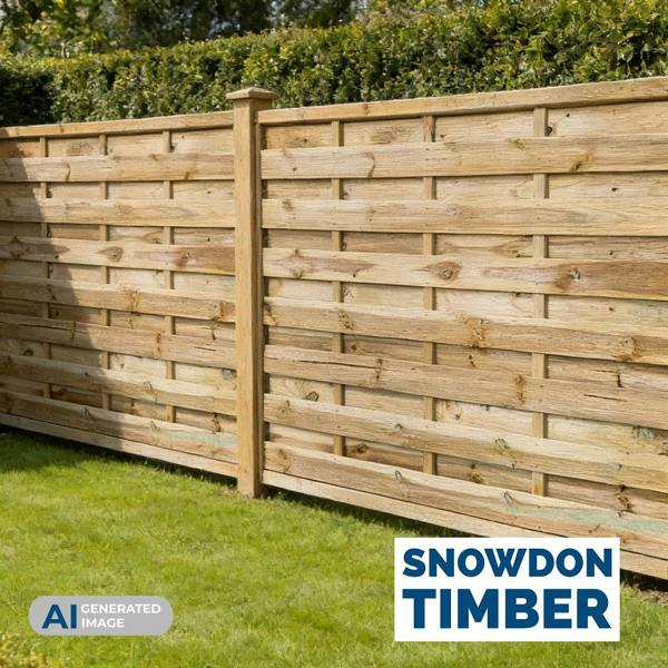 Snowdon Timber Pressure Treated 4ft Fence Panel (W) 1.8m (H) 1.2m