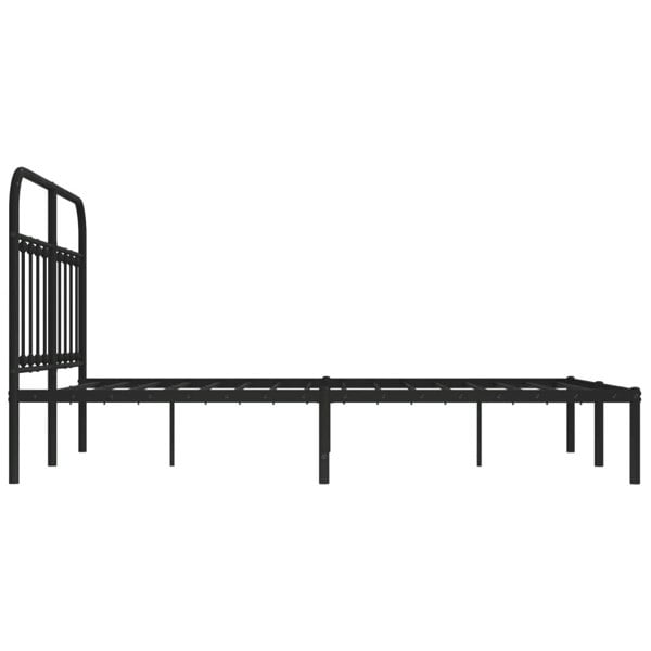 Berkfield Metal Bed Frame with Headboard Black 150x200 cm