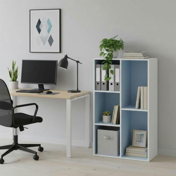 WALPLUS Luder 5-Cube Reversible Open Shelf, White/Light Blue | Premium Home Interior Decoration