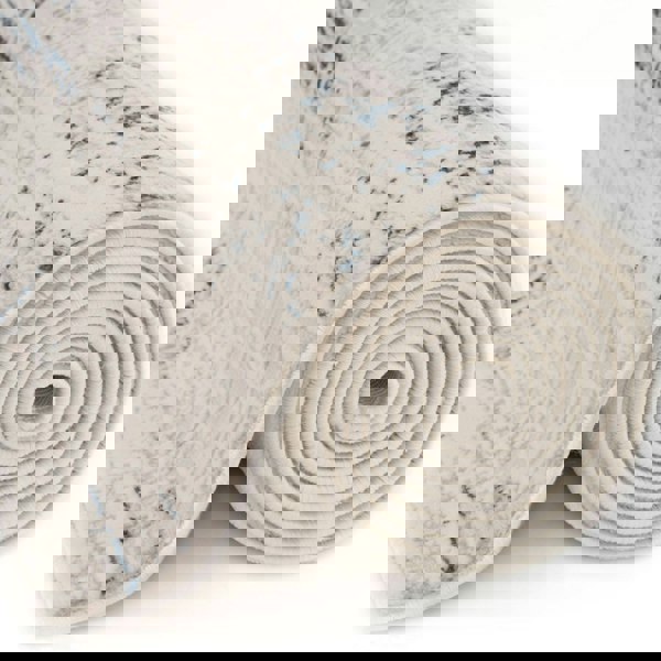 abstract rug, blue-cream colours, anti-allergic, and non-static properties