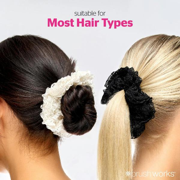Brushworks Lace Scrunchies - Black & White (2 Pack)