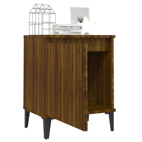 Berkfield Bed Cabinet with Metal Legs Brown Oak 40x30x50 cm