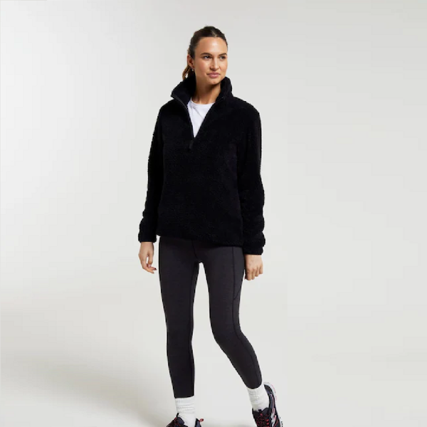 Mountain Warehouse Womens Teddy Fleece Quarter Zip Fleece Top - Black