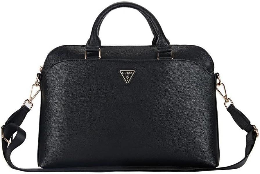 Guess Grained Triangle Logo Zipper Pocket 15" Laptop Bag Black - GUCB15PGTSPSK