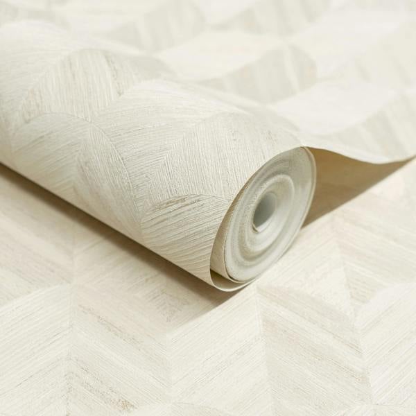 Grandeco Boutique Amber Art Deco Geo Luxury Weight Embossed Wallpaper, Off White