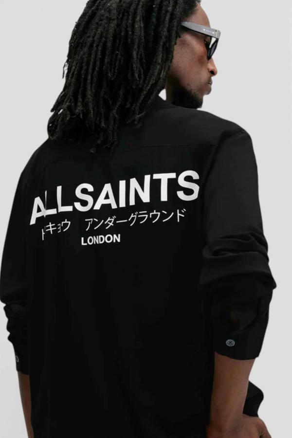All Saints Underground Long Sleeve Relaxed Fit Shirt Black