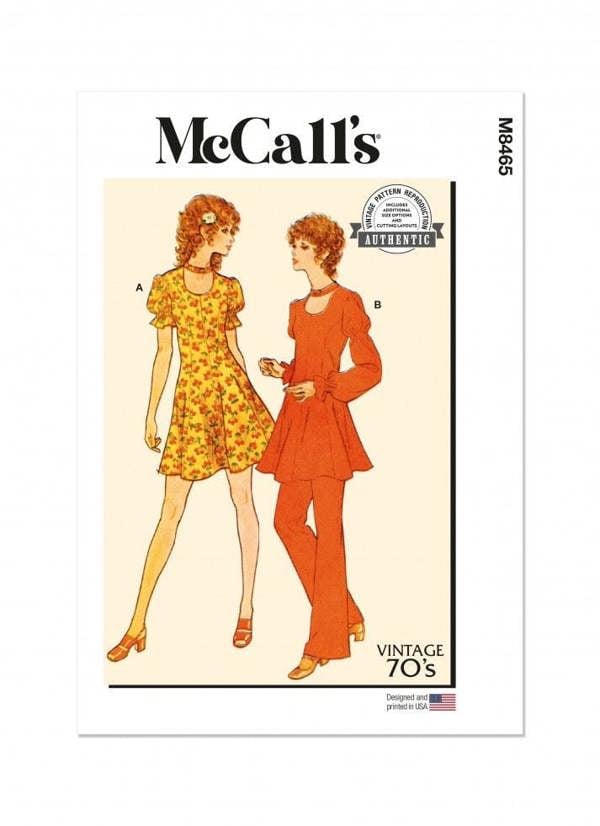 McCalls 8465 Paper Sewing Pattern – Women's Vintage Dress, Top, Tunic & Trousers, Easy