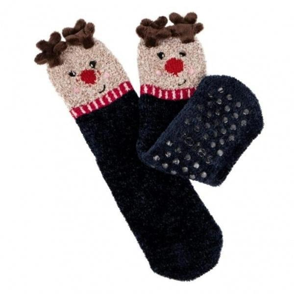 Totes novelty-superso Reindeer Slipper Socks in Brown