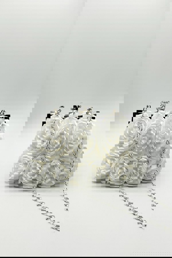 SVNX 3D Rose Clutch Bag in White