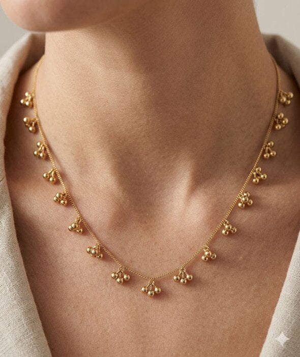 The Colourful Aura Gold Ball Cluster Charm Necklace | 18ct Gold Plated