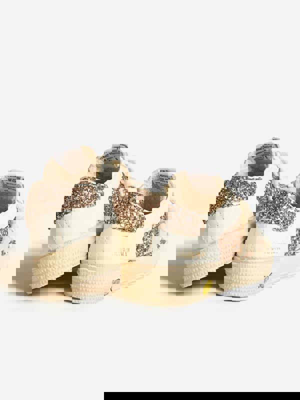 Golden Goose Kids Golden Goose Girls May Leather And Glitter Trainers in Cream
