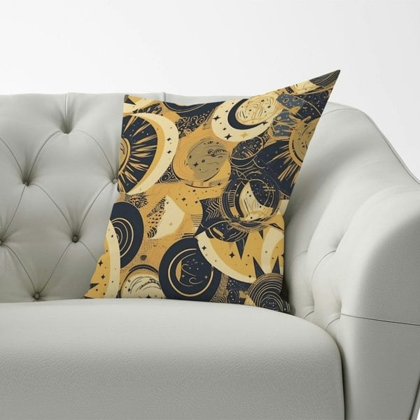 Warren Reed Blue Gold Moon and Sun Cushions