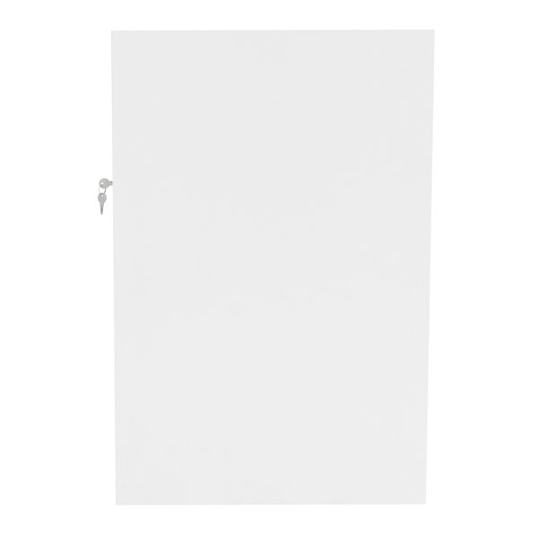 Sleek white cabinet door for Adonis LED Shop Counter Set, featuring a key lock and smooth finish, ideal for secure storage