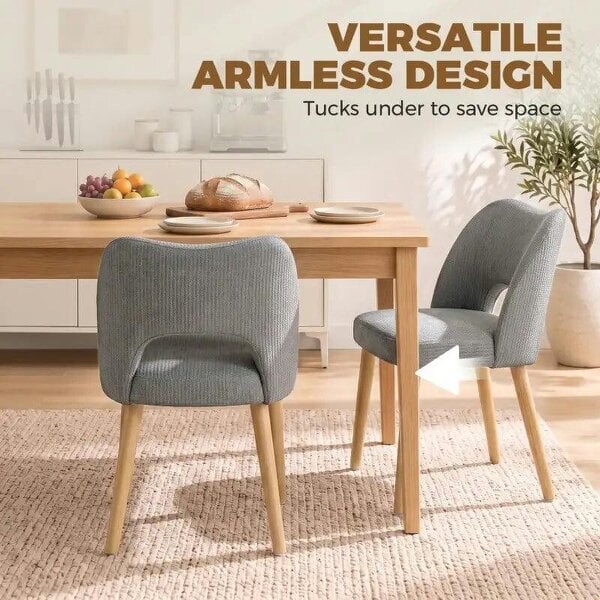 Bobobiy Dining Chairs Set Upholstered Kitchen Chenille Tool Free Assembly Rubberwood Legs, Grey