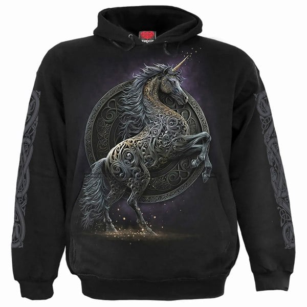 Spiral Direct Unisex Adult Celtic Unicorn Hoodie - Black