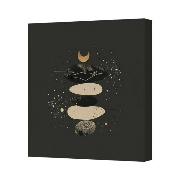 Benjamin Tate Design Contemporary Abstract Stone Balance Canvas Art Print In Black And Beige