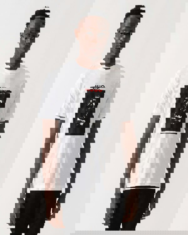 HUGO Dobero Mens Graphic Print T-Shirt - White 100