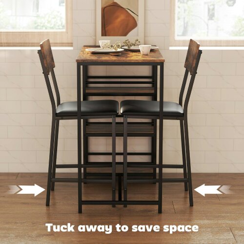 Wyld Haus Vita Wooden Brown And Black 3 Piece Compact Bar Table Set