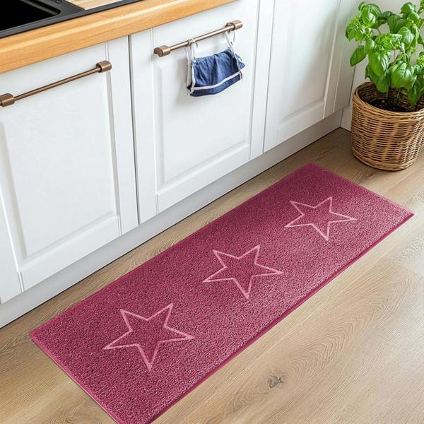 Nicoman Embossed Triple Star Home Entrance Runner Mat - Multiple Colours