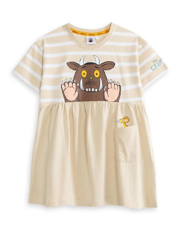 Vanilla Underground Gruffalo & Friends Girls Beige Character Stripe Dress
