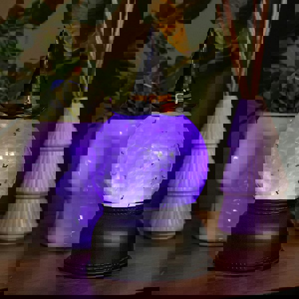 Samuel Alexander 20cm Battery Operated Light up Purple Witch's Hat Water Globe Decoration