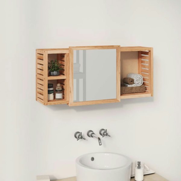 Berkfield Mirror Cabinet 80x17x34 cm Solid Wood Walnut