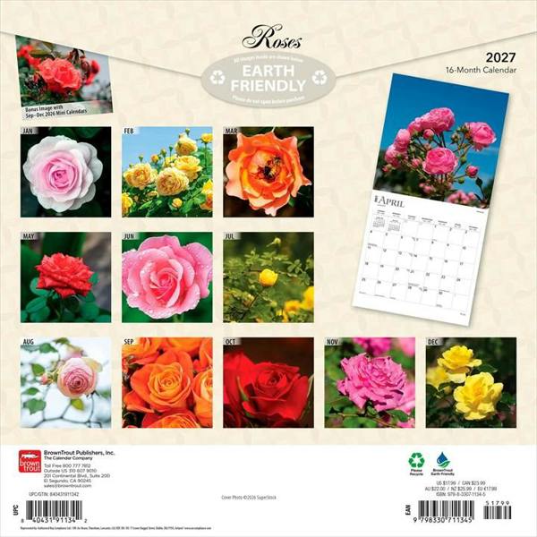 Roses Calendar 2027, Wall Calendars, Month To View, Lifestyle, Gift