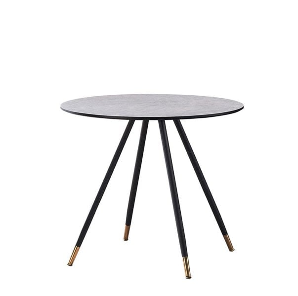 Life Interiors Dorchester Lux Dining Table 4 or 6 – Modern Round Table with Durable Powder-Coated Black Metal Legs,