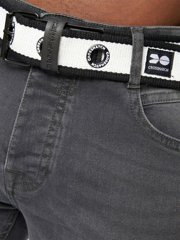 Crosshatch Barbeck Slim Fit Denim Jeans Grey Wash