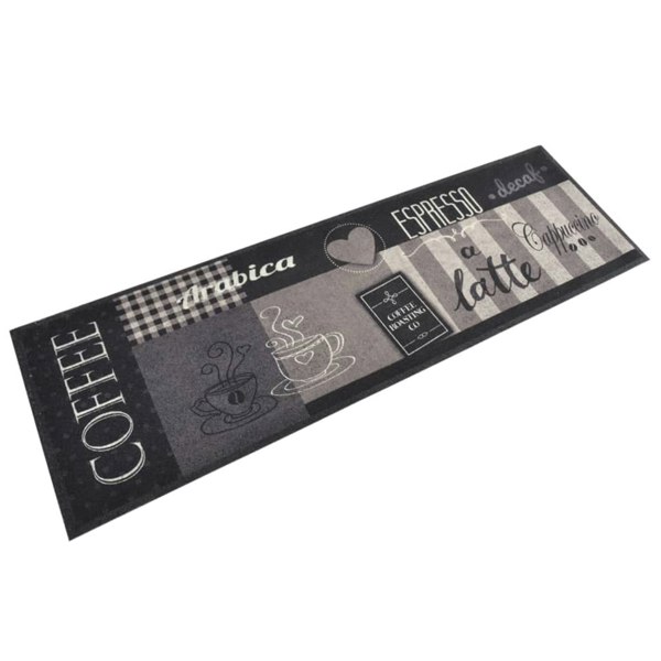 Berkfield Kitchen Rug Washable Coffee Black 60x180 cm Velvet