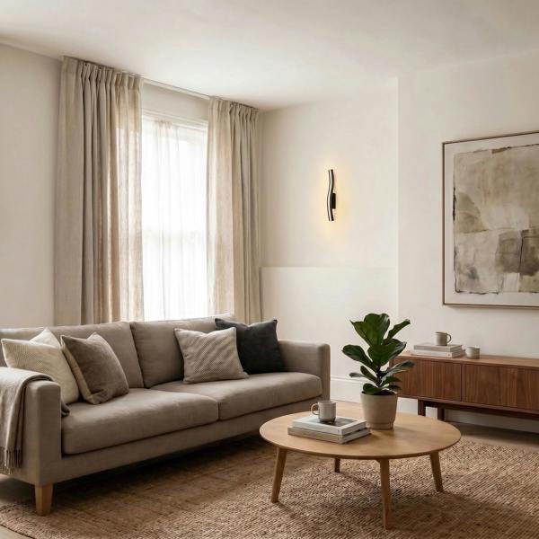 LED Stick Style Modern Feature Wall Light Fitting in Matte Sand Black Image 6