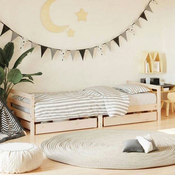 Berkfield Kids Bed Frame with Drawers 90x190 cm Solid Wood Pine