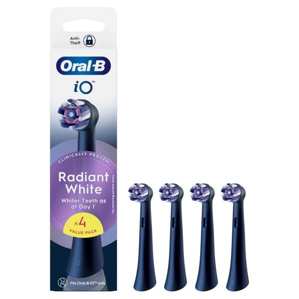 Oral-B iO Series Radiant White Black, Original Brush Heads for Teeth Whitening, 4