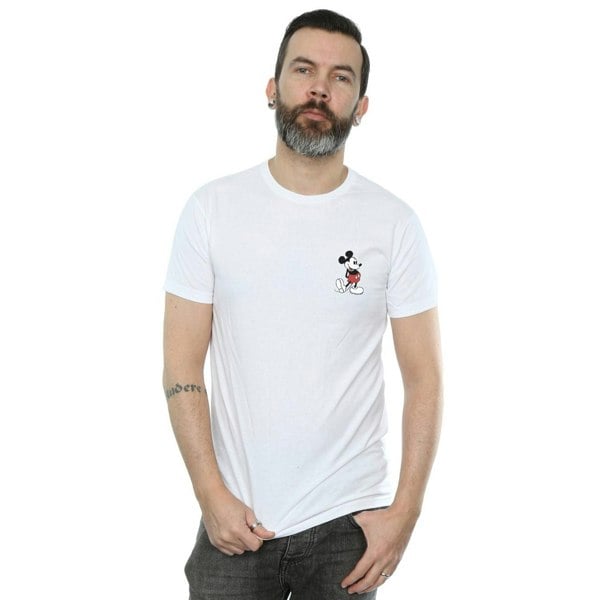 Disney Mens Mickey Mouse Kickin Retro Chest T-Shirt - White