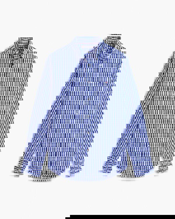 Tommy Hilfiger Flex Poplin Gingham Mens Long Sleeve Shirt - Wedge Blue/Check