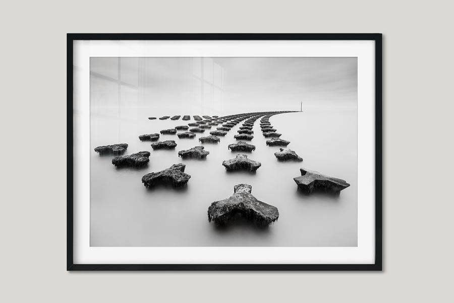 black and white coastal print