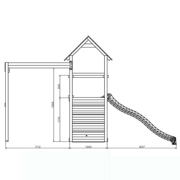 Climbing frame Adventure Peaks Fortress 3 with swing, slide, wall and rope - Best Shed