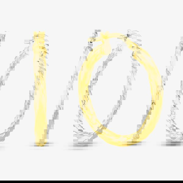 T. H. Baker Silver Gold Plated 25mm Diamond Cut Hoop Earrings S3449