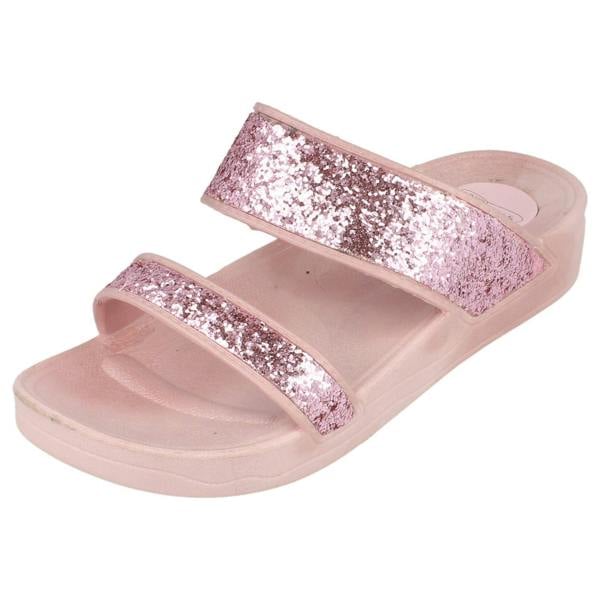 Spot On Ladies Spot On Mid Wedge Glitter 2 Bar Mule